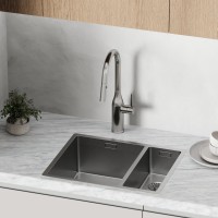 Смеситель для кухни Sancos Grand SC4002BNG с вытяжным изливом, нержавеющая сталь