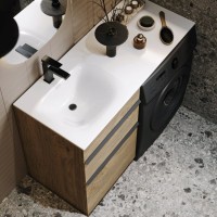 Мебель для ванной комнаты Aqwella Terra 53 L напольная, под стиральную машину, дуб балтийский