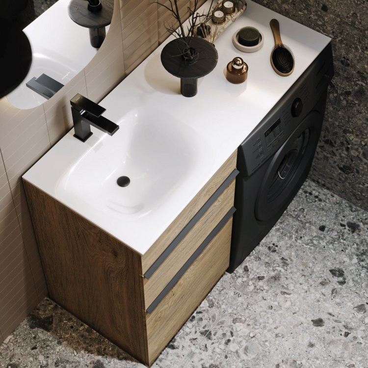 Мебель для ванной комнаты Aqwella Terra 53 L напольная, под стиральную машину, дуб балтийский