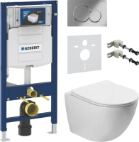 Комплект Унитаз подвесной Vincea Globo VT1-14S белый + Крепления Geberit Duofix 111.815.00.1 к стене + Звукоизоляция + Инсталляция UP 320 111.300.00.5 + Кнопка Sigma 01 115.770.21.5 хром