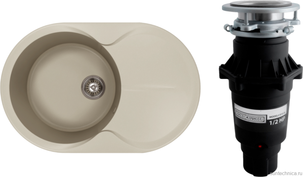 Комплект Мойка Florentina Лацио 780 грей + Измельчитель Bone Crusher BC 810-SL Slim Line