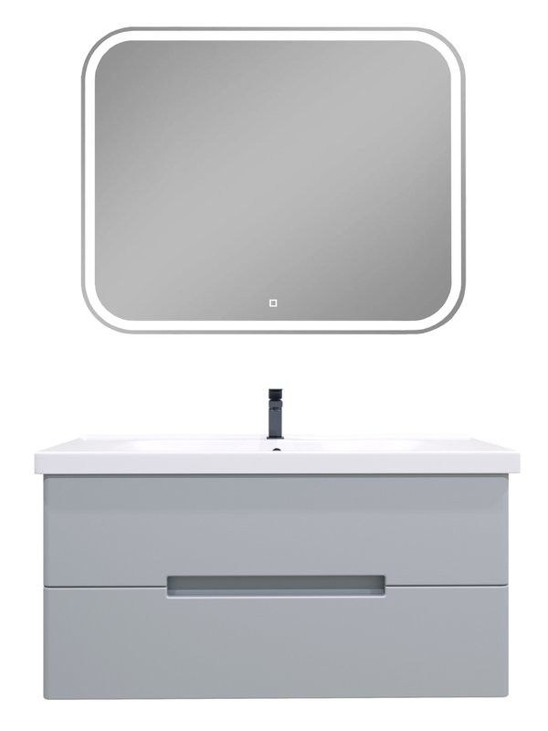 Мебель для ванной комнаты SanStar Ориана 100 подвесная, серая, раковина Dreja Harmony 100