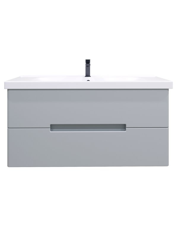 Мебель для ванной комнаты SanStar Ориана 100 подвесная, серая, раковина Dreja Harmony 100