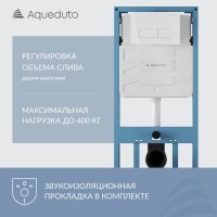 Комплект Aqueduto Ovo AQDS028 безободковый, с микролифтом, кнопка смыва белая