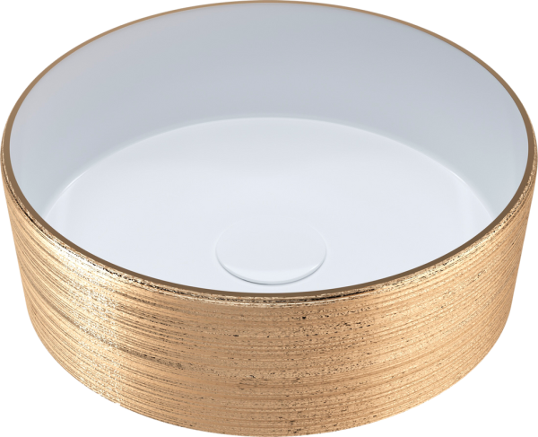 Накладная раковина Grossman GR-5010GW бело-золотая