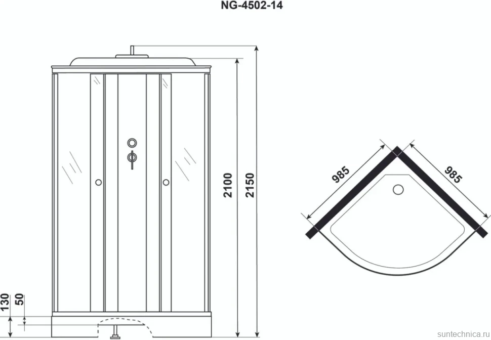 Душевая кабина Niagara Eco NG-4502-14 BLACK с низким поддоном