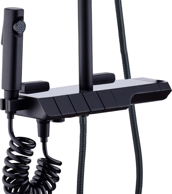 Душевая стойка BOCH MANN Vettorre BM9651 с термостатом, с гигиеническим душем, черный