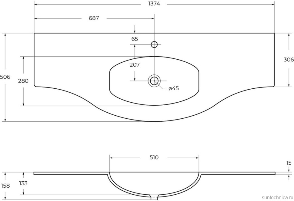 Тумба с раковиной Cezares Vague 140 bianco lucido