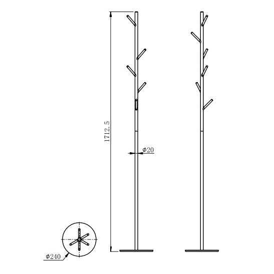 Вешалка для ванной Wonzon & Woghand WW-V4306-BR брашированный никель, напольная