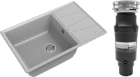 Комплект Мойка GranFest Vertex GF-V-780L серая + Измельчитель Bone Crusher BC 910-SL-Slim Line