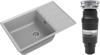 Комплект Мойка GranFest Vertex GF-V-780L серая + Измельчитель Bone Crusher BC 910-SL-Slim Line