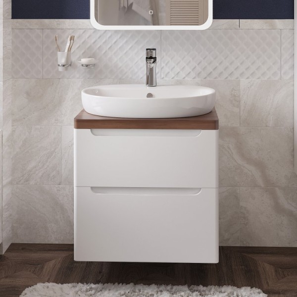 Тумба с раковиной STWORKI Берген 80 белая с темной столешницей, DIWO Самара 0116