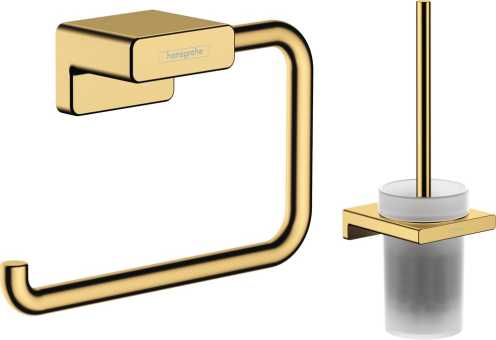 Набор Hansgrohe AddStoris Держатель туалетной бумаги 41771990 + Ершик 41752990 полированное золото