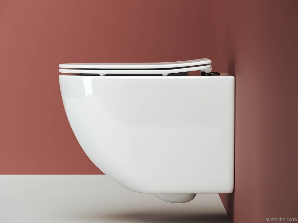 Комплект Унитаз подвесной Ceramicanova Forma CN3009 безободковый, с микролифтом + Инсталляция Envision CN1002M + Кнопка Flat, матовый хром
