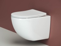 Комплект Унитаз подвесной Ceramicanova Forma CN3009 безободковый, с микролифтом + Инсталляция Envision CN1002M + Кнопка Flat, матовый хром