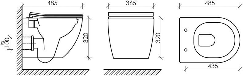Комплект Унитаз подвесной Ceramicanova Forma CN3009 безободковый, с микролифтом + Инсталляция Envision CN1002M + Кнопка Flat, матовый хром