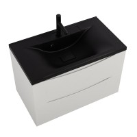 Мебель для ванной комнаты BelBagno Marino 80 подвесная, bianco lucido, черная раовина