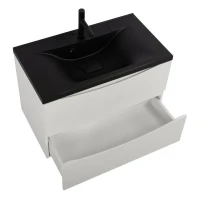 Мебель для ванной комнаты BelBagno Marino 80 подвесная, bianco lucido, черная раовина