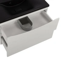 Мебель для ванной комнаты BelBagno Marino 80 подвесная, bianco lucido, черная раовина