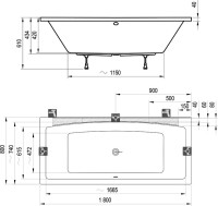 Акриловая ванна Ravak Formy 02 180x80 см, пристенная, белая, на ножках