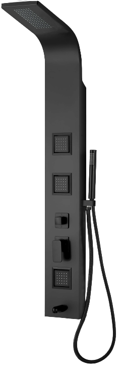 Душевая панель beWash BV1TMSP7801 с термостатическим смесителем, матовая черная