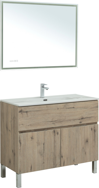 Мебель для ванной комнаты Aquanet Алвита new 100 напольная, дуб веллингтон белый, с дверками и ящиком