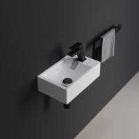Раковина маленькая в туалет Berges Small 37x23 правый, глянцевый белый