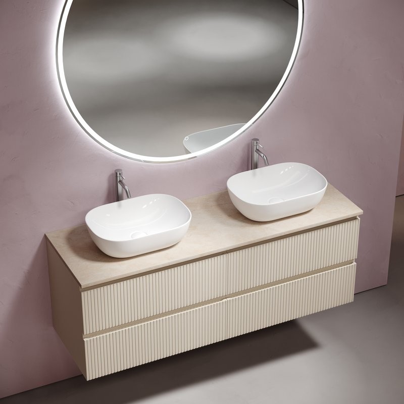 Тумба с раковиной Sancos Snob T 140 beige soft, столешница бежевая TT140A2X, раковина CN6009