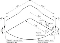 Акриловая ванна Radomir Сорренто 3 1-01-0-0-1-039 130x130 см, угловая, пристенная, белая, четверть круга, с каркасом, с сиденьем, с подголовником