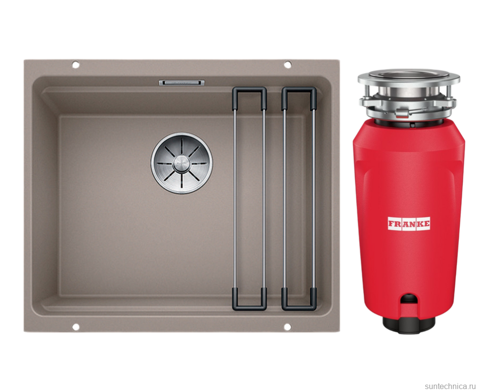 Комплект Мойка Blanco Etagon 500-U серый беж + Измельчитель Franke