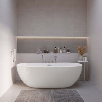 Акриловая ванна Grossman Classic GR-12501-1 160x75 см, отдельностоящая, белая, овальная, на ножках, со смесителем, с донным клапаном