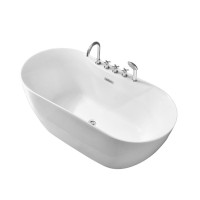 Акриловая ванна Grossman Classic GR-12501-1 160x75 см, отдельностоящая, белая, овальная, на ножках, со смесителем, с донным клапаном