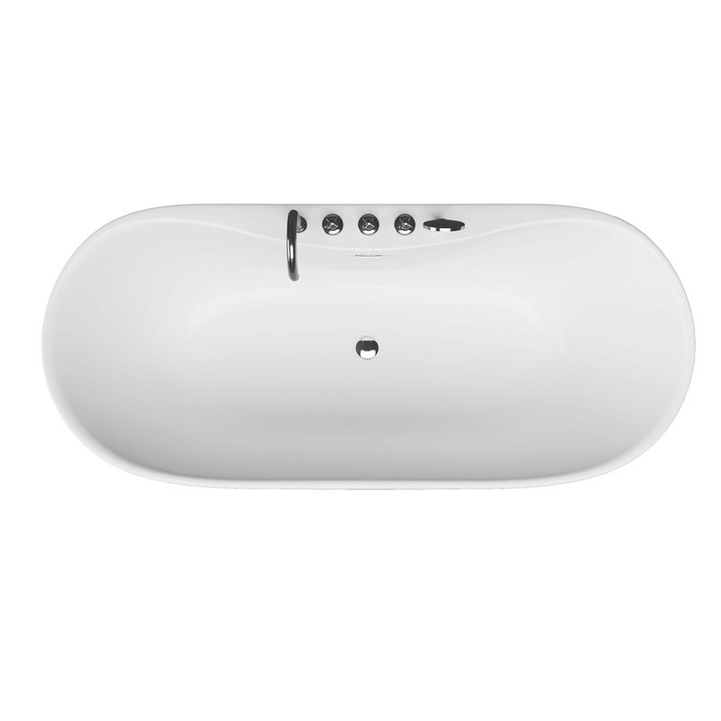 Акриловая ванна Grossman Classic GR-12501-1 160x75 см, отдельностоящая, белая, овальная, на ножках, со смесителем, с донным клапаном
