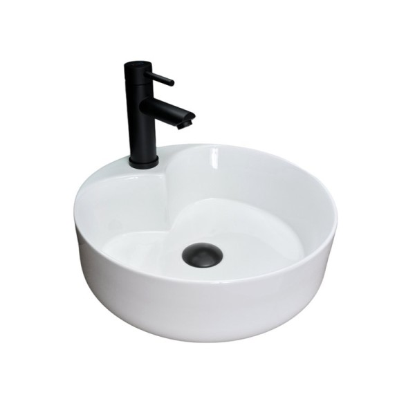 Накладная раковина GID Esfera N9013 40 глянцевая белая, круглая, фаянс, с 1 отверстием под смеситель