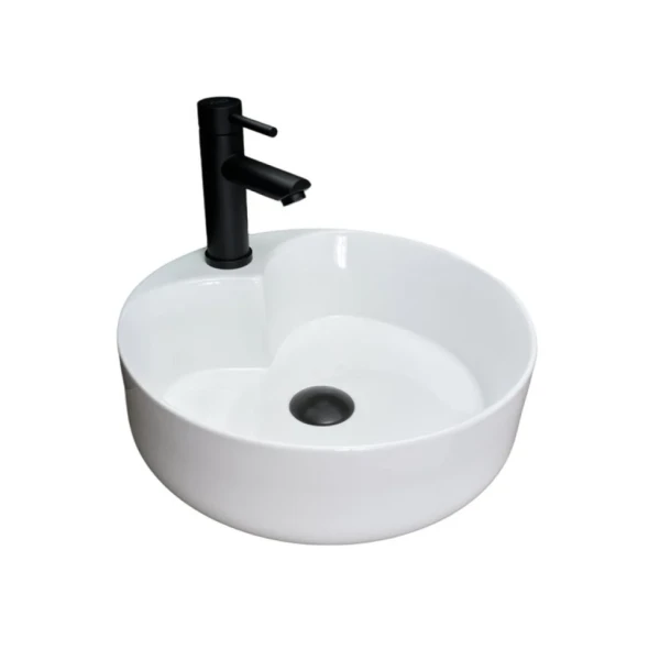 Накладная раковина GID Esfera N9013 40 глянцевая белая, круглая, фаянс, с 1 отверстием под смеситель
