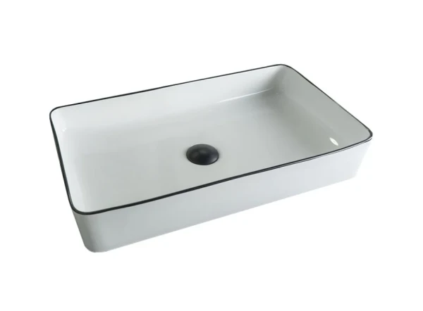Накладная раковина GID Geometrico Nc9399 60 глянцевая белая, прямоугольная, фаянс