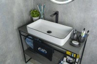 Накладная раковина GID Geometrico Nc9399 60 глянцевая белая, прямоугольная, фаянс