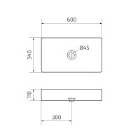 Накладная раковина GID Geometrico Nc9399 60 глянцевая белая, прямоугольная, фаянс