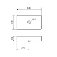 Накладная раковина GID Geometrico Nc9399 60 глянцевая белая, прямоугольная, фаянс