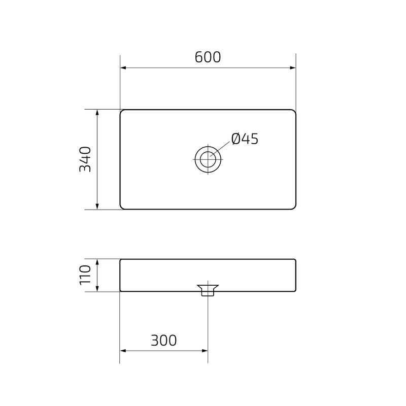 Накладная раковина GID Geometrico Nc9399 60 глянцевая белая, прямоугольная, фаянс