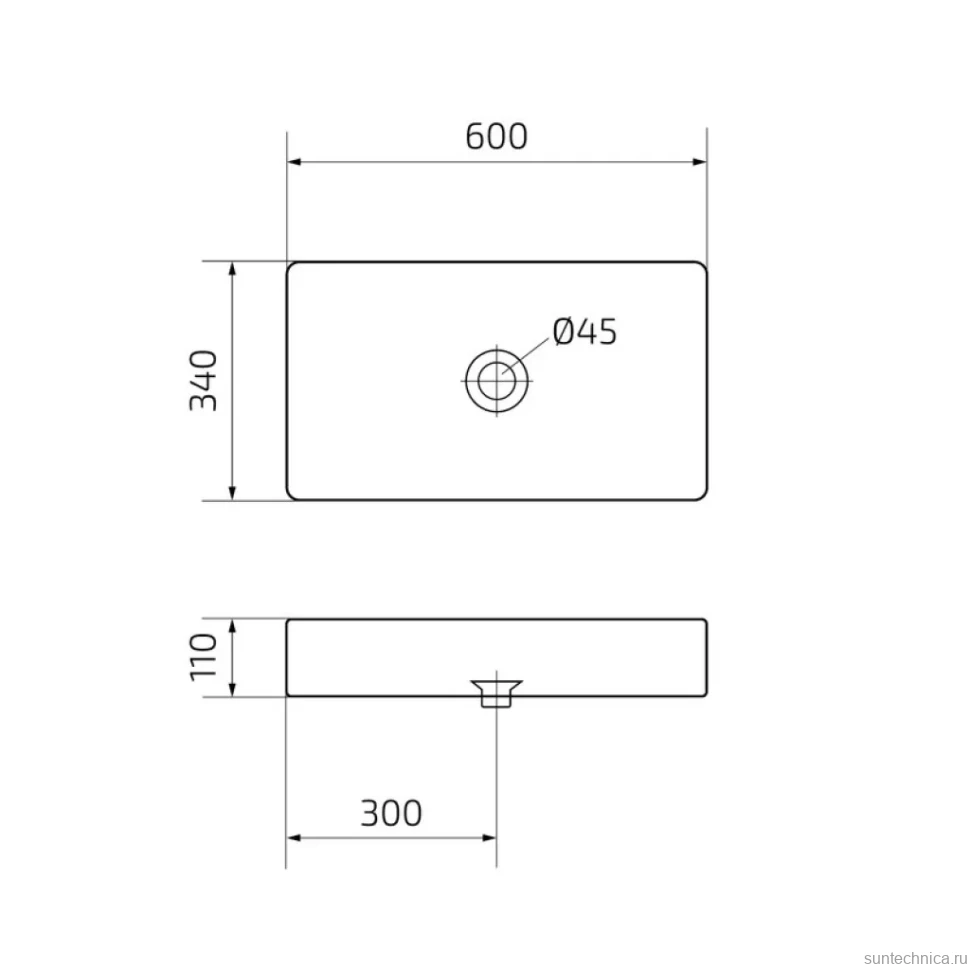 Накладная раковина GID Geometrico Nc9399 60 глянцевая белая, прямоугольная, фаянс