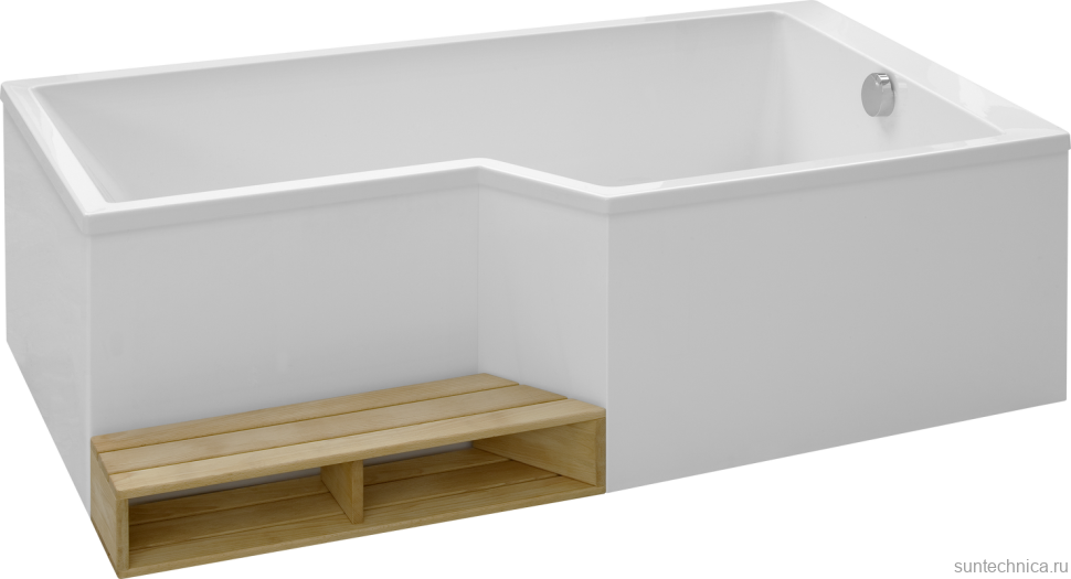 Акриловая ванна Jacob Delafon Bain-Douche Neo R 170x90 см, правая, пристенная, белая, асимметричная