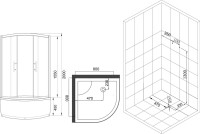 Душевой уголок Esbano ESR-8010 80х80 см, профиль хром, стекло рифленое, высокий поддон
