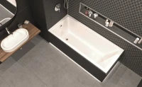 Акриловая ванна WHITECROSS Wave Slim 130x70 см, встраиваемая, белый глянец, с каркасом
