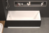 Акриловая ванна WHITECROSS Wave Slim 130x70 см, встраиваемая, белый глянец, с каркасом