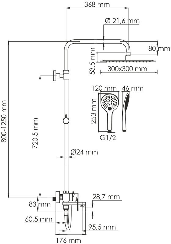 Душевая стойка Wasserkraft Mindel 8500 A185.163.155.WM белая