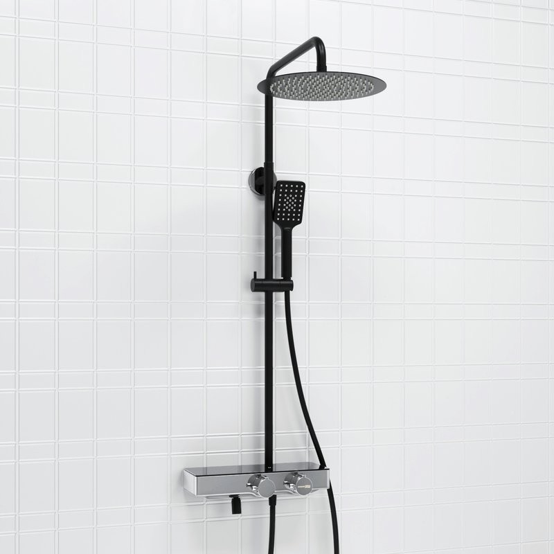 Душевая стойка Wasserkraft Abens 2000 A114.160.130.CB Thermo с термостатом, черная
