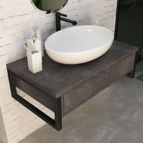 Тумба под раковину 1MarKa Grunge Loft 90 бетон темно-серый