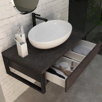 Тумба под раковину 1MarKa Grunge Loft 90 бетон темно-серый