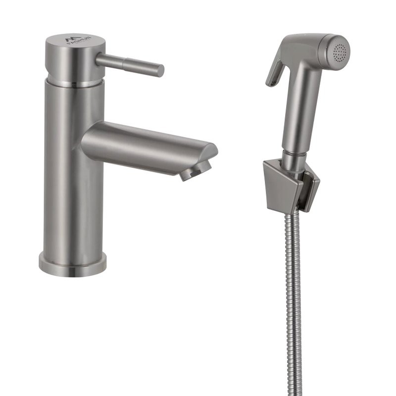 Смеситель для раковины Fashun A58101A с гигиеническим душем, сатин